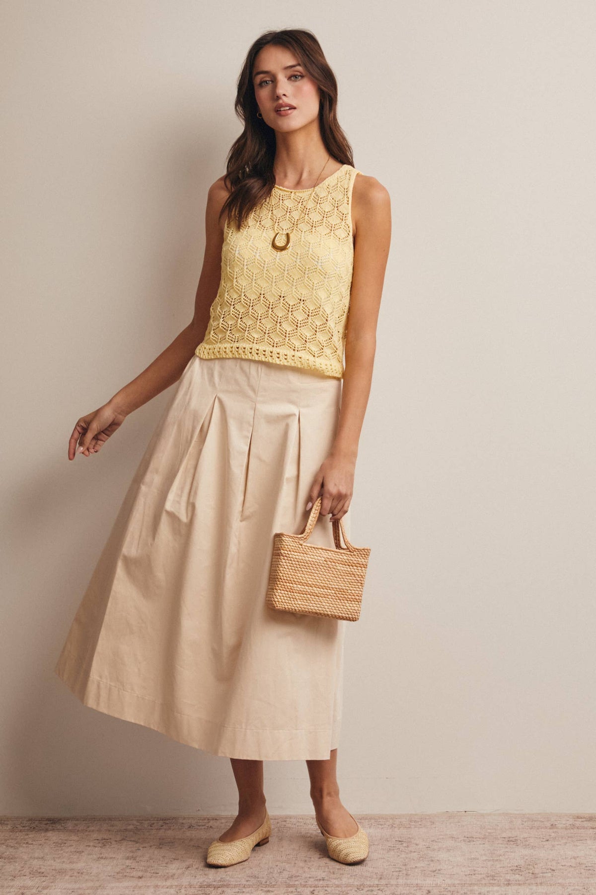 Forte - Sleeveless Crochet Knit Tank Top FSW0048
